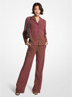 Pantalones Michael Kors Medallion Crepe Pajama Mujer Burdeos | 694731-DSM