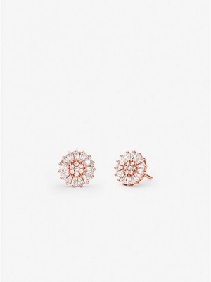 Pendientes Michael Kors Precious Metal-plated Sterling Silver Pave Stud Mujer Rosas Doradas | 592843-UPY