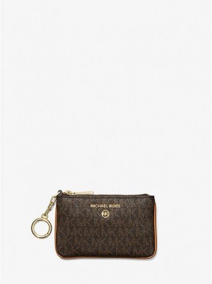 Porta Tarjetas Michael Kors Extra-small Logo With Key Ring Mujer Marrones | 627498-CZS