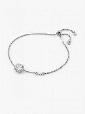 Pulsera Michael Kors Sterling Silver Pave Halo Slider Mujer Plateadas | 648795-ESQ