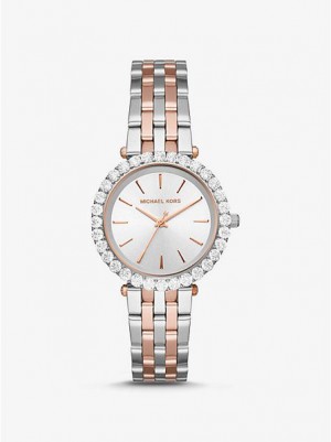 Relojes Michael Kors Darci Pave Mujer Plateadas Doradas | 759342-GFL