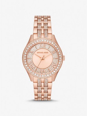 Relojes Michael Kors Harlowe Pave Mujer Rosas Doradas | 961485-XQM