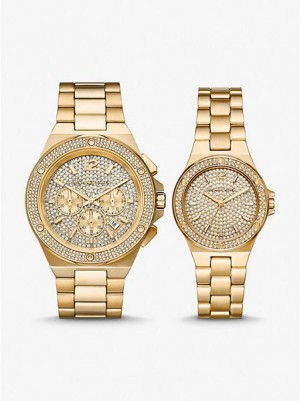 Relojes Michael Kors Lennox His And Hers Pave Mujer Doradas | 723619-GBV