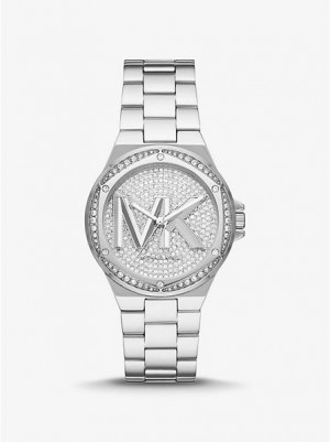 Relojes Michael Kors Lennox Pave Logo Mujer Plateadas | 851940-CSP