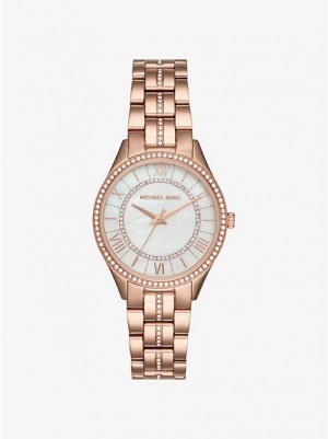 Relojes Michael Kors Mini Lauryn Pave Mujer Rosas Doradas | 549721-GWF