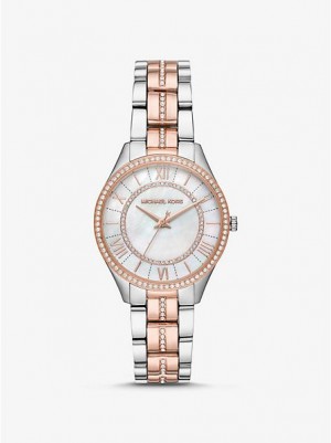 Relojes Michael Kors Mini Lauryn Pave Mujer Plateadas Rosas | 839615-UPM