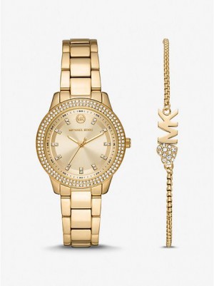 Relojes Michael Kors Mini Tibby Pave Mujer Doradas | 438159-TPG