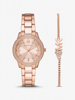 Relojes Michael Kors Mini Tibby Pave Mujer Rosas Doradas | 497316-SPJ