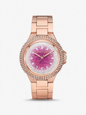 Relojes Michael Kors Oversized Camille Ombre Pave Mujer Rosas Doradas | 594873-GRK