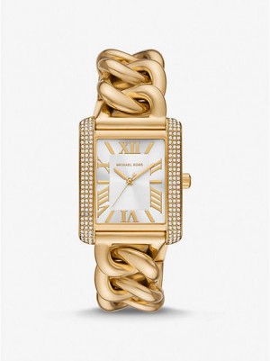 Relojes Michael Kors Oversized Emery Pave Curb Link Mujer Doradas | 293687-LWR