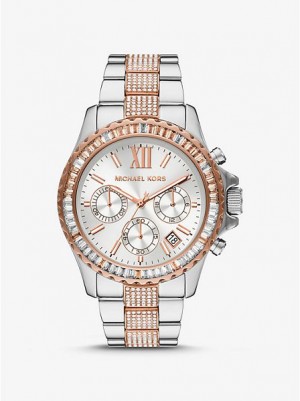 Relojes Michael Kors Oversized Everest Pave Mujer Plateadas Rosas | 357469-KML