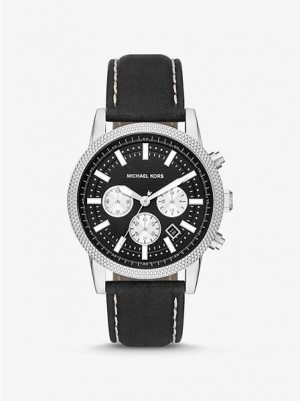 Relojes Michael Kors Oversized Hutton And Cuero Hombre Plateadas | 765238-DTE