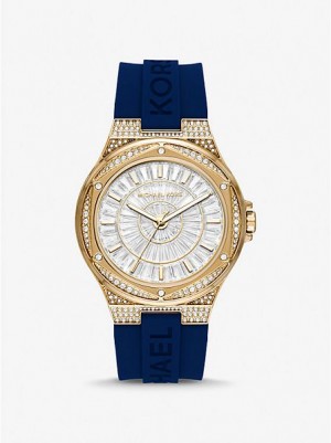 Relojes Michael Kors Oversized Lennox Pave And Silicona Mujer Doradas | 386250-LTI