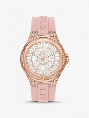 Relojes Michael Kors Oversized Lennox Pave And Silicona Mujer Rosas Doradas | 952184-JXZ