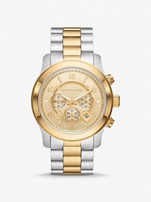 Relojes Michael Kors Oversized Runway Mujer Plateadas Doradas | 307841-VPJ