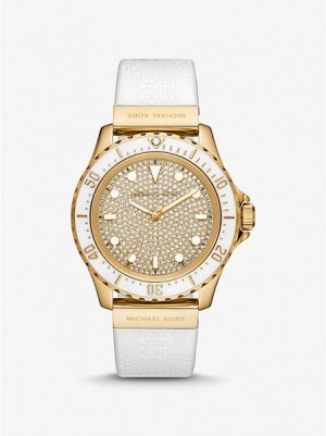 Relojes Michael Kors Oversized Slim Everest Pave And Embossed Silicona Mujer Doradas | 607481-YZF