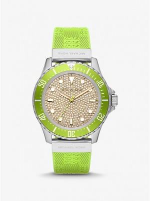 Relojes Michael Kors Oversized Slim Everest Pave And Embossed Silicona Mujer Plateadas | 763028-IDN