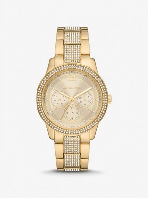 Relojes Michael Kors Oversized Tibby Pave Mujer Doradas | 038759-DCT