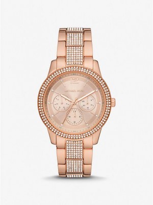 Relojes Michael Kors Oversized Tibby Pave Mujer Rosas Doradas | 179842-WBT