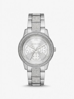 Relojes Michael Kors Oversized Tibby Pave Mujer Plateadas | 486259-JFM