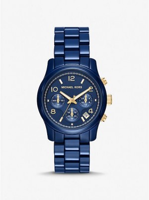 Relojes Michael Kors Runway Mujer Azules | 208943-WPT