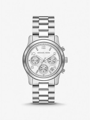 Relojes Michael Kors Runway Mujer Plateadas | 602871-SOQ