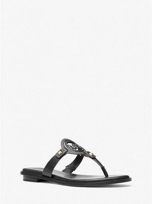 Sandalias Con Tiras Michael Kors Aubrey Cutout Cuero Mujer Negras | 147890-OYA