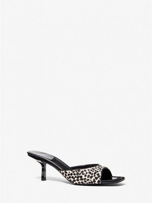 Sandalias Michael Kors Anita Ocelot Print Calf Hair Mujer Blancas | 052364-LYJ