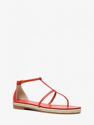 Sandalias Michael Kors Annabeth Cuero Mujer Coral | 134725-FRL