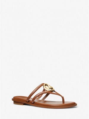 Sandalias Michael Kors Hampton Cuero Mujer Marrones | 205894-AFZ