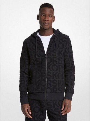 Sudadera Con Capucha Michael Kors Logo Terry Algodon Blend Zip-up Hombre Negras | 745268-FEZ