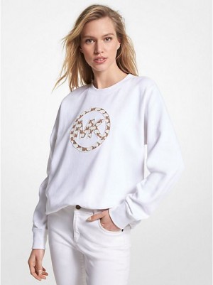 Sudaderas Michael Kors Logo Charm Algodon Blend Mujer Blancas | 619375-NHG