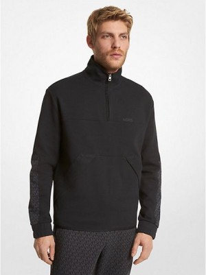 Sudaderas Michael Kors Logo Trim Algodon Blend Half-zip Hombre Negras | 862903-JEC