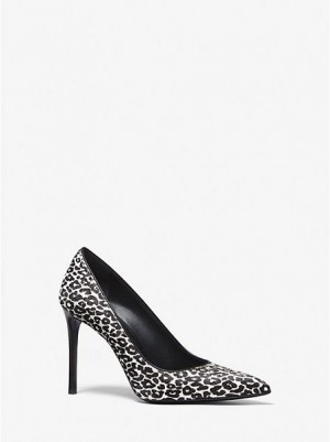 Tacones Michael Kors Gretel Leopard Print Calf Hair Mujer Negras Blancas | 943852-HWL