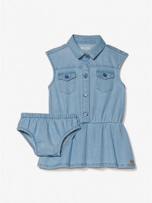 Vestido Michael Kors Chambray And Bloomer Niños Azules | 021659-SUI