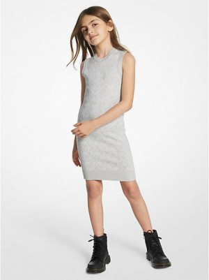 Vestido Michael Kors Metallic Logo Knit Tank Niños Gris | 095712-RSM