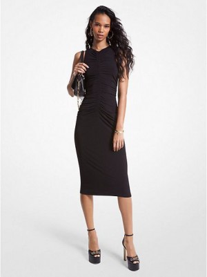 Vestido Michael Kors Stretch Matte Jersey Ruched Mujer Negras | 567801-QJE