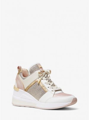 Zapatillas Michael Kors Georgie Cuero And Chain-mesh Mujer Multicolor | 356971-GUZ