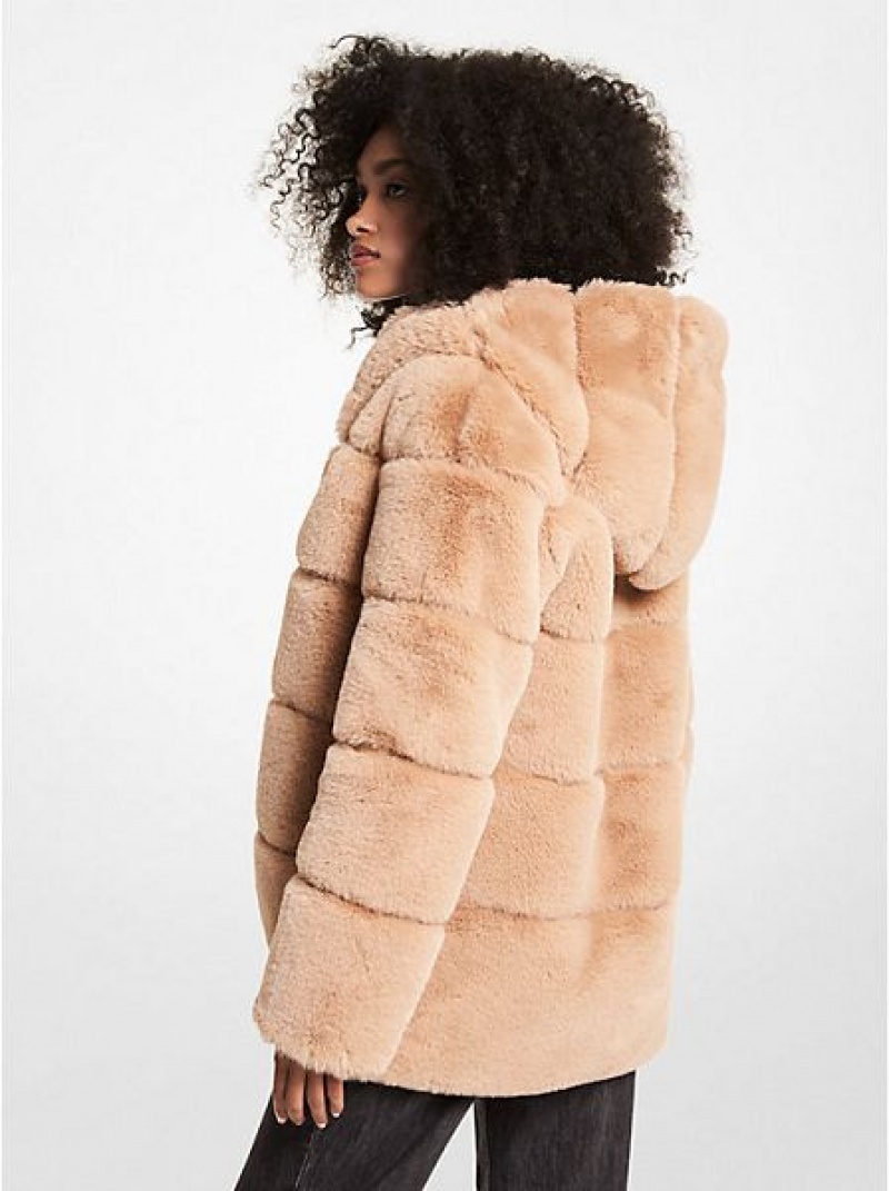 Abrigos Michael Kors Acolchado Faux Fur Encapuchado Mujer Marrones | 082796-BHW