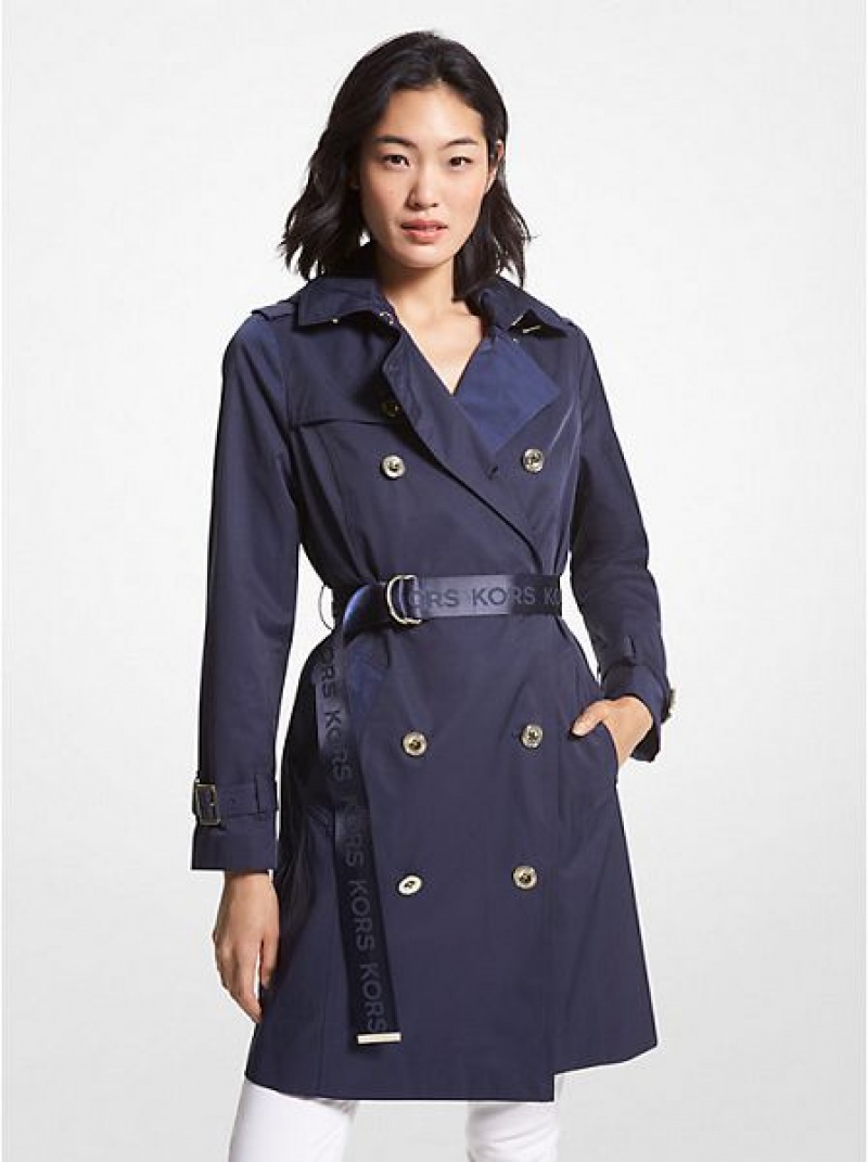 Abrigos Michael Kors Algodon Blend Trench Mujer Azules | 402836-PFC