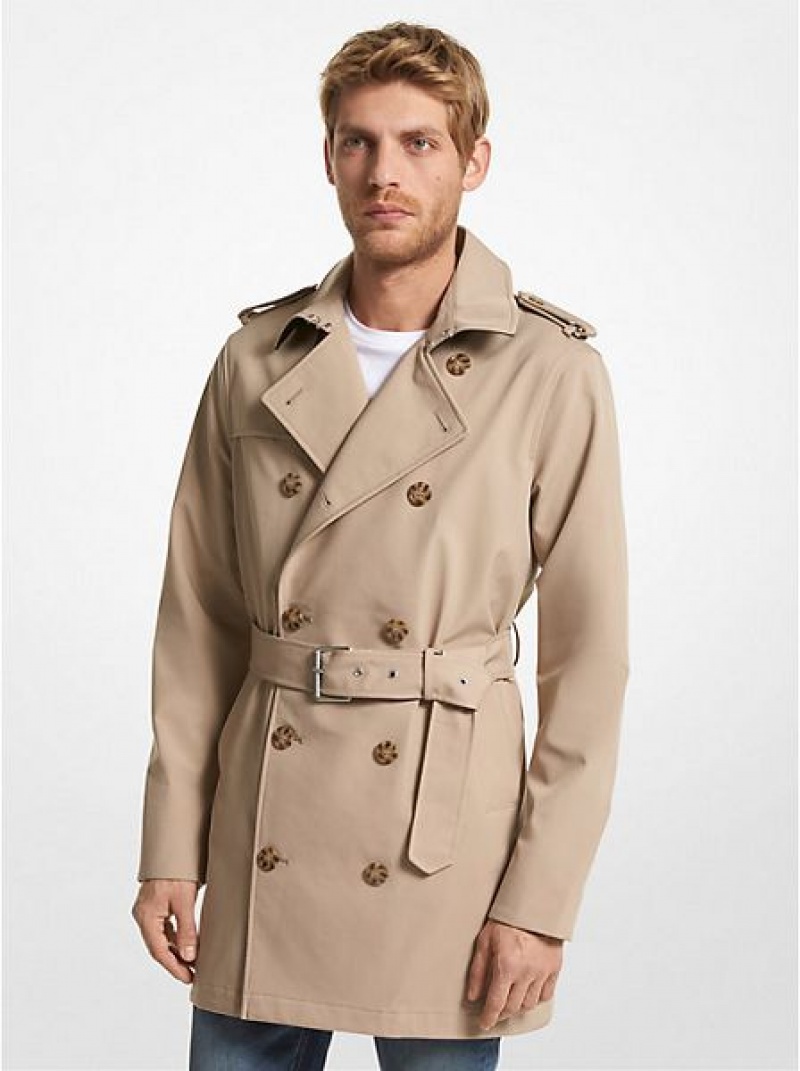 Abrigos Michael Kors Woven Trench Hombre Kaki | 036715-WHT