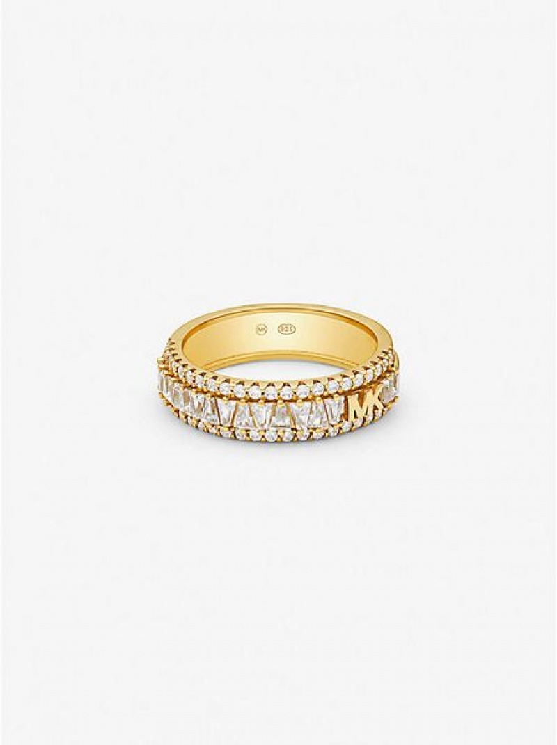 Anillos Michael Kors Precious Metal-plated Sterling Silver Pave Mujer Doradas | 817093-YXB