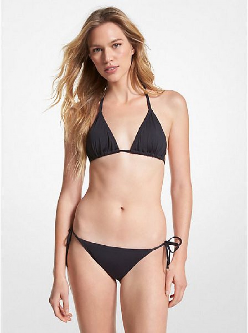 Arriba De Bikini Michael Kors Stretch Nylon Triangle Mujer Negras | 432971-ZVO