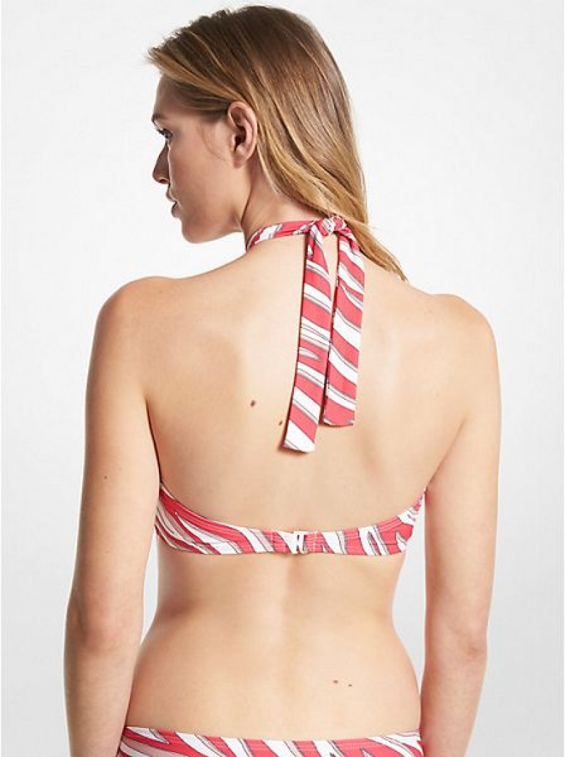 Arriba De Bikini Michael Kors Zebra Print Halter Mujer Rosas | 590813-MZV