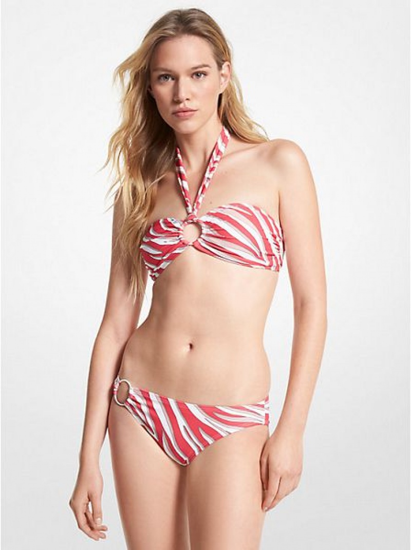 Arriba De Bikini Michael Kors Zebra Print Halter Mujer Rosas | 590813-MZV