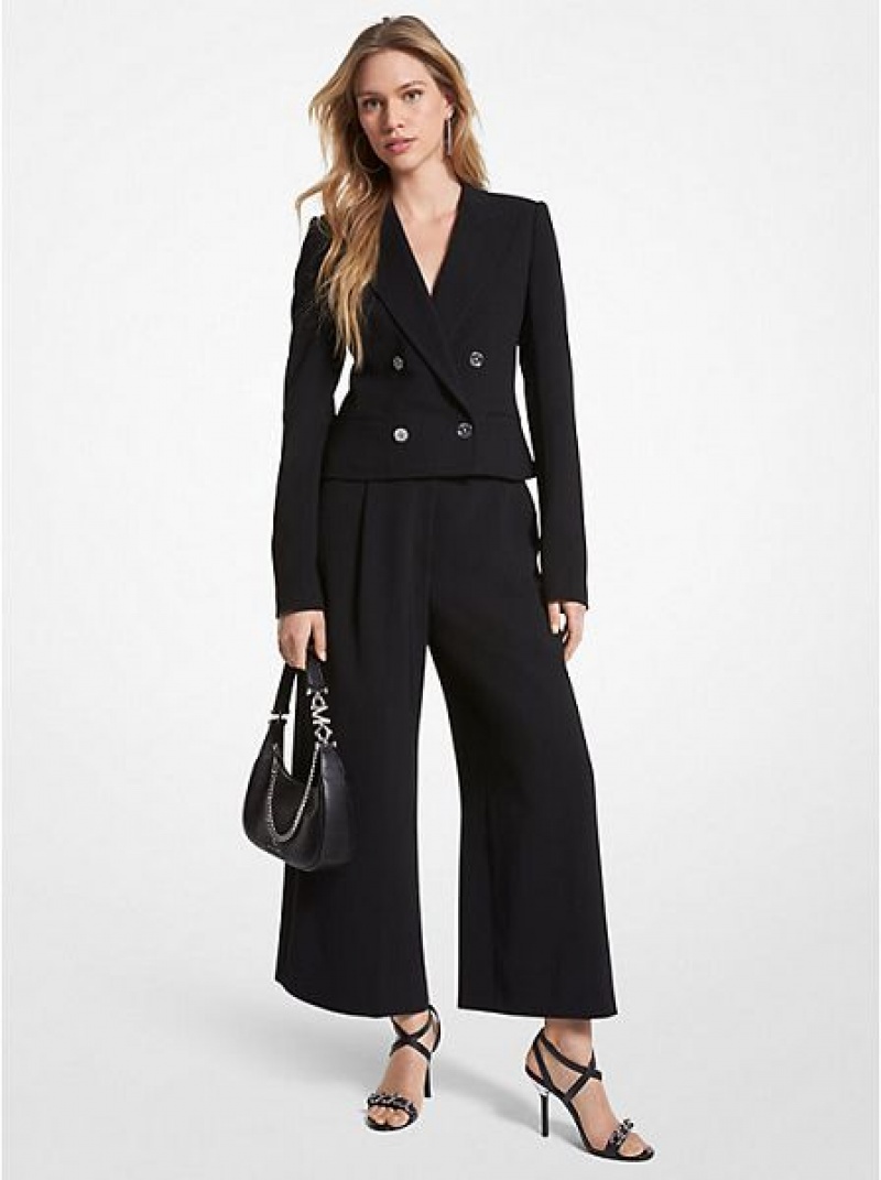 Blazers Michael Kors Cropped Crepe Mujer Negras | 382961-YXW