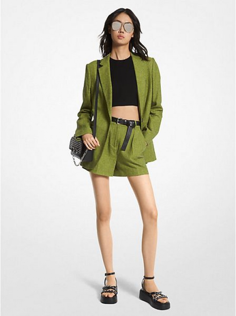 Blazers Michael Kors Linen Blend Boyfriend Mujer Verde | 398021-LEN