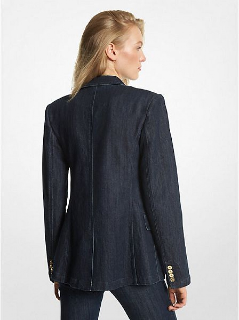 Blazers Michael Kors Stretch Denim Mujer Azul Marino | 718034-TZN