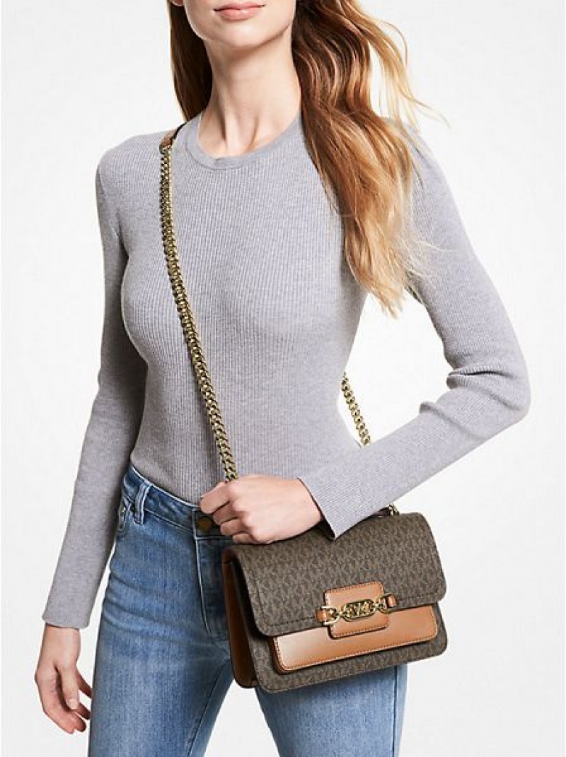 Bolsa De Hombro Michael Kors Heather Large Logo Mujer Marrones | 819254-WYV