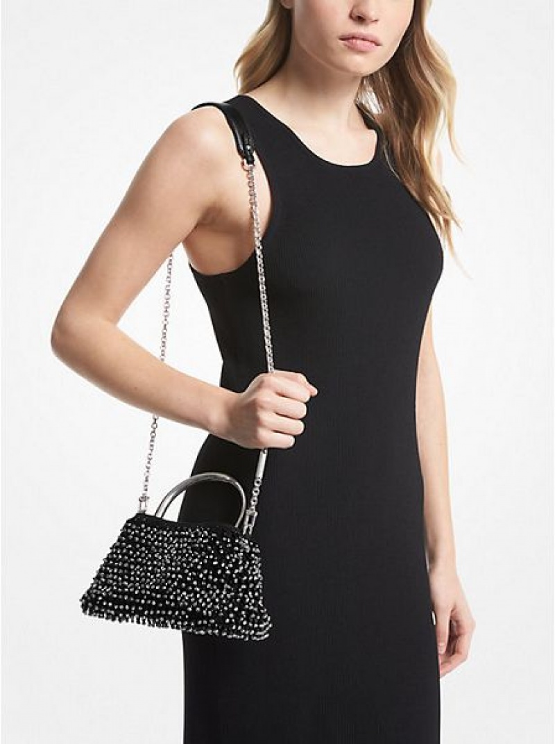 Bolsa De Hombro Michael Kors Limited-edition Rosie Extra-small Embellished Gamuza Mujer Negras | 382569-BKS